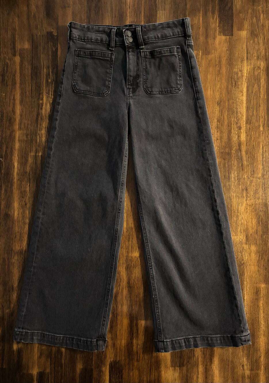 Gap Women’s 2 Jeans 27 x 27 Stride Ankle High Rise Wide Leg Denim Raw Hems